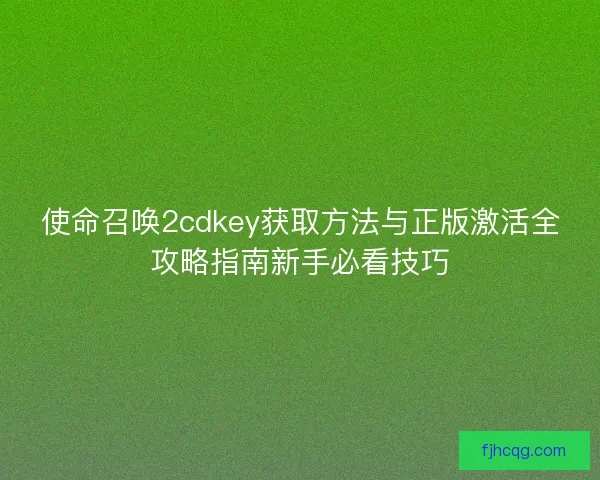 使命召唤2cdkey获取方法与正版激活全攻略指南新手必看技巧